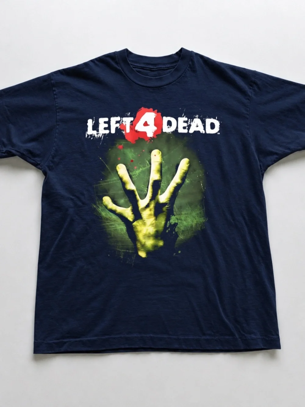 Navy Left 4 Dead Graphic Tee with Yellow-Green Hand